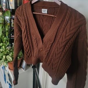 Brown Knit Cropped Sweater